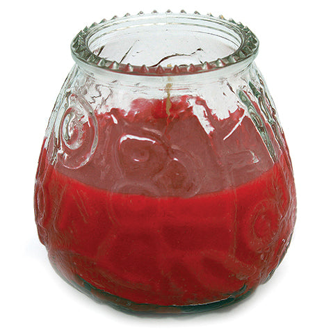 Low boy red glass candle