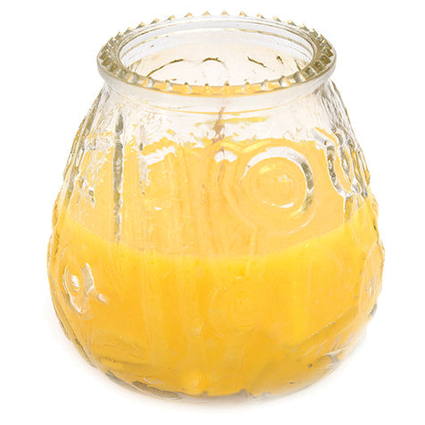 Low boy yellow glass candle