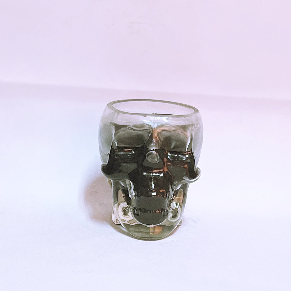 Black Skull glass candle