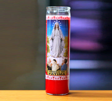Our Lady Of Fatima Glass Candle