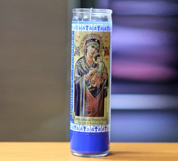 Our Lady Of Perpetual Help Glass Candle