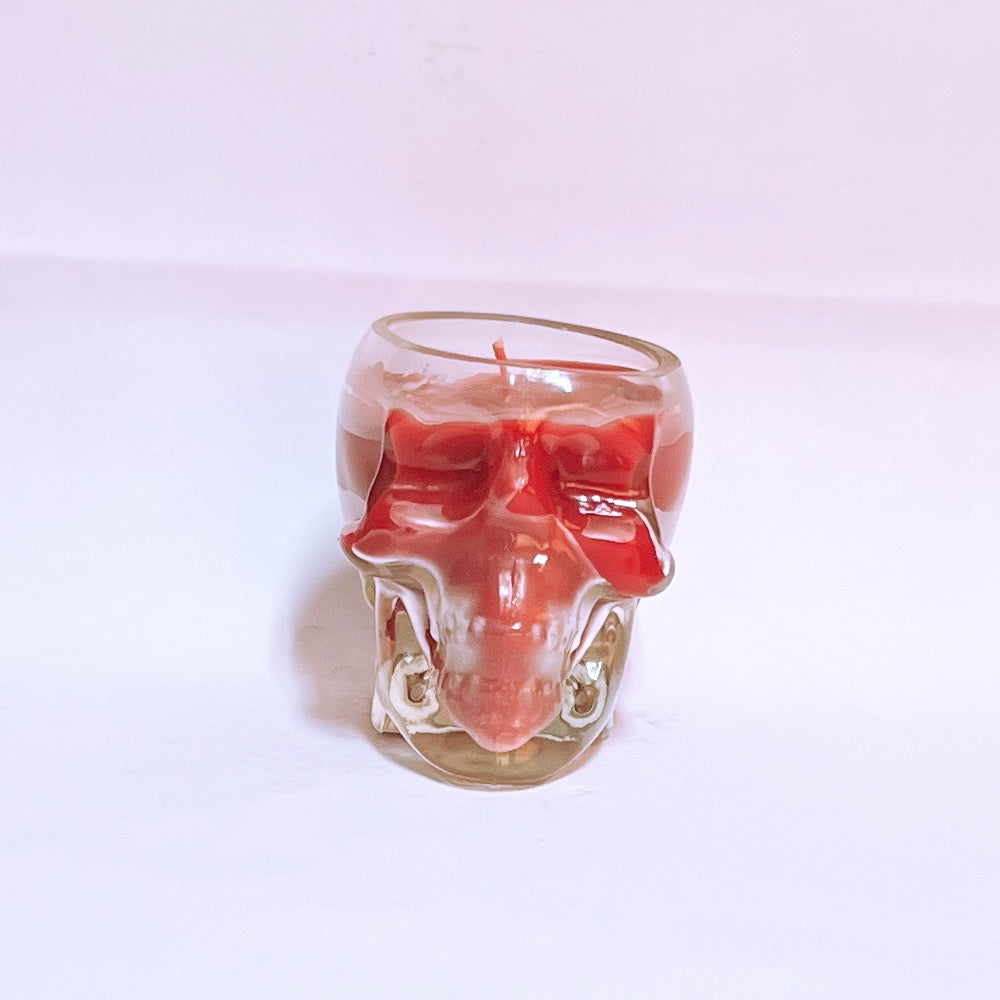 Red Skull glass candle