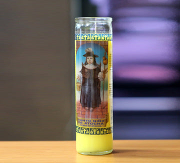 Saint Child Of Atocha Glass Candle