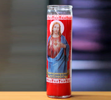 The Sacred Heart Of Jesus Glass Candle